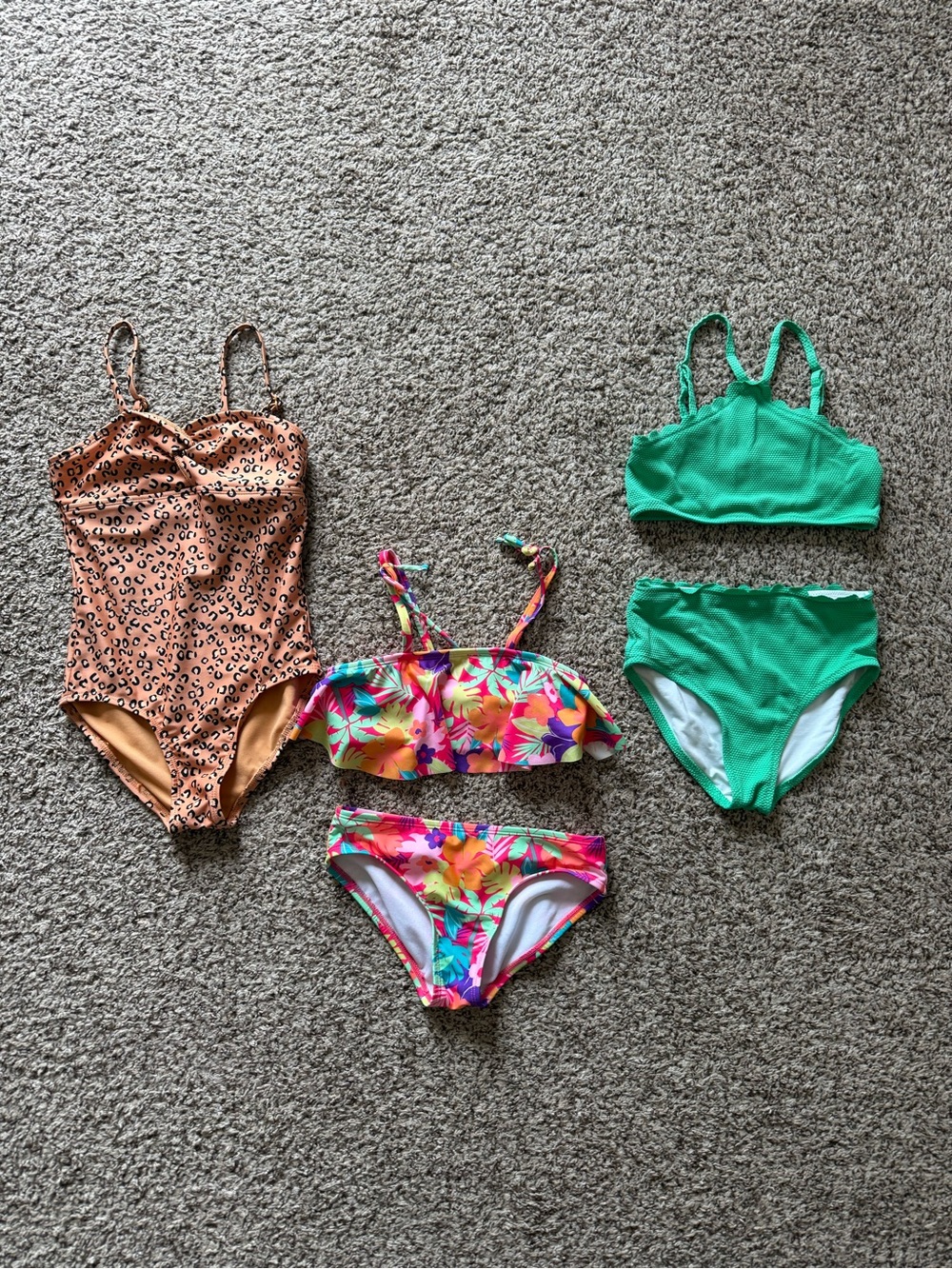 Cat & Jack Green Textured Two-Piece Girls Swim Set
